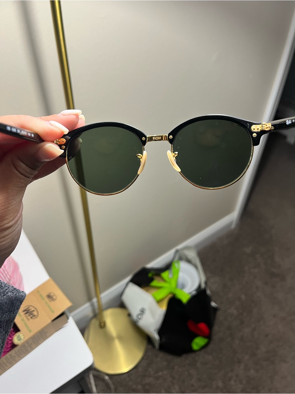 Ray-Ban Black and Gold Round Sunglasses - Picture 3 of 10